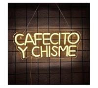 SHENHUO Lampe Néon Décoration lumineuse néon Cafecito Y Chisme pour enseigne LED blanc chaud pour café 40 cm x 17