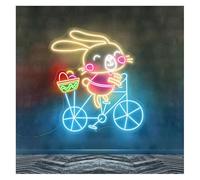 SHENHUO Lampe Néon Enseigne néon lapin à vélo avec luminosité réglable 76 cm x 71(B)