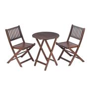 SHENJMAI Chaise Pliante en Bois Ensemble de Bistro en Bois d'acacia 3 pièces, Meubles Patio pliants for Jardin, Balcon, Porche, 1 Table Basse et 2 chaises Pliables