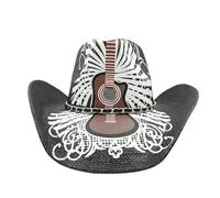 SHENJMAI Chapeau de Cowboy Chapeau de Cowboy for Hommes, Paille en Papier épais d'été, Chapeaux de Jazz Occidental, Voyage en Plein air, Chapeau de Soleil de Plage(Color 8)