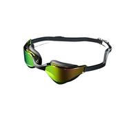 SHENJMAI Lunettes Natation Lunettes de natation antibuée avec lentille grand angle HD, ajustement confortable, pont nez réglable(Black Gold)