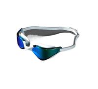 SHENJMAI Lunettes Natation Lunettes de natation antibuée avec lentille grand angle HD, ajustement confortable, pont nez réglable(White Blue)