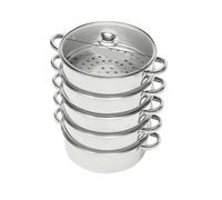 SHENJMAI Panier à vapeur en acier inoxydable à 5 niveaux avec couvercle en verre, marmite pour cuisiner des légumes et des aliments, cuiseur vapeur en acier inoxydable pour légumes.