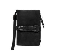 SHENJMAI Portefeuilles à Bracelet pour Femmes Petit Portefeuille à Deux Volets en Cuir for Femme, avec dragonne et fenêtre for Cartes, Porte-Monnaie(Black)