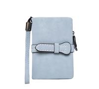 SHENJMAI Portefeuilles à Bracelet pour Femmes Petit Portefeuille à Deux Volets en Cuir for Femme, avec dragonne et fenêtre for Cartes, Porte-Monnaie(Blue)