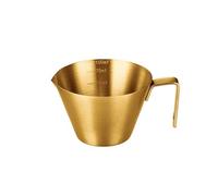SHENJMAI Tasses en Acier Inoxydable Tasse à mesurer Expresso en Acier Inoxydable de 100 ML avec Bec verseur en V gradué(Gold)