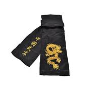 ShenLong - Ceinture Kungfu Dragon Brodée, Imitation Soie - Noir