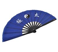 ShenLong Éventail Tai Chi (Tai Ji Shan) Bambou - Droitier, Bleu foncé imprimé