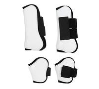 Shenprymic 4 pièces de protège-Jarret pour Cheval Blanc, Protection en Coque PU pour la Partie Avant et arrière des Jambes Lors du Saut d’Obstacles, équipement d’équitation léger avec