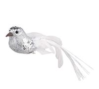 shenruifa Décorations d'oiseaux de Noël Blancs, 12 Pièces, Oiseau Artificiel argenté, Ornement D'oiseau Décoratif pour Arbre de Noël avec Clip en Métal