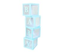 shenruifa Lot de 4 boîtes à ballons transparentes avec lettres, boîte de décoration de ballons pour demande en mariage, confession, fête prénatale (bleu)