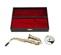 shenruifa Mini Saxophone Alto Ornement Décoration Saxophone Miniature Fait à la Main avec Support Petit Saxophone Alto Maison de Poupée Mini Instrument de Musique Modèle Plaqué Or