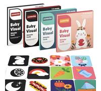 SHENSAIGO Lot de 64 cartes contrastées pour bébé de 0 à 36 mois, jouets sensoriels multicolores, noir et blanc, cartes d'apprentissage pour la stimulation visuelle et le développement du cerveau