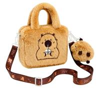 SHENYI Capybara Lot de sacs à main en peluche comprenant un sac Capybara et un porte-clés, bandoulière réglable, matériau en peluche douce pour l'école, les voyages et le shopping