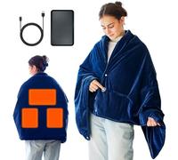 Shenyini Couverture Chauffante USB, 155 x 85cm, Portable Couverture Électrique sans Fil avec Batterie 10 000 Mah,Couvertures Plaid Chauffant avec 3 Niveaux de Chauffage, Lavable en Machine