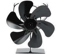 Shenyini Ventilateur Poele à Bois 6 Pales avec Thermomètre, Ventilateur de Cheminée Alimenté Par la Chaleur pour Poêle à Bois/Cheminée/Gaz/Bûche (Moyen)