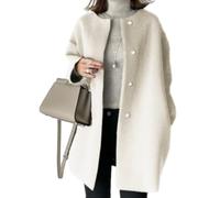 Shenyoukong Manteau Droit et Simple Boutonné pour Femme, Trench-Coat Long, Cardigan Unicouleur, Manteau de Salon à Manches Longues (Blanc,S)