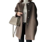 shenyoukong Manteau Droit, Manteau Simple Boutonnage pour Femme, Trench-Coat Long, Manteau Mi-Long, Cardigan De Couleur Unie, Trench-Coat Boutonné, Manteau De Salon à Manches Longues (café,2XL)