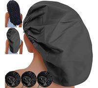 Sheomern Lot de 3 bonnets de douche super Jumbo réglables doublés en satin pour cheveux longs et tresses, bonnet de douche extra large, bonnet de douche XXL avec bord imperméable pour dreadlocks(noir)