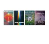 Sheozho Lot de 4 affiches de couverture d'album de musique Imagine Dragons, affiches décoratives sur toile, affiches décoratives pour chambre - Affiches décoratives - Affiches décoratives - 20 x 30 cm
