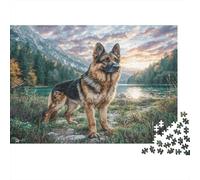 Shepherd Dog 1000 Piece Jigsaw Puzzle for Adults Lake Landscape Puzzle Game Paper Family Relaxing Gift Focus Decor 70x50cm/1000pcs
