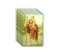 Shepherd's Grace Lot de 5 cartes de prière laminées de prière à Saint-Christophe - Patron des voyageurs - Lot de 5 cartes saintes catholiques - Cartes de prière religieuses de poche pour protection