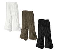 SHEPIN 3 Paires Jambières Guêtres Leg Warmers Jambière Femme Guêtres à Tricoter sans Pieds Femmes Jambière leg Warmers Tricot Jambière Guêtres Genouillères Tricotés Leg Warmers Chaussettes Guetres