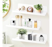 SHEPIN 3 Pcs Étagère Decoration Blanc Étagère Murale Flottante Étagère Rangement Murale Étagères sans Percage Petite Étagère Flottante en Acrylique Etagere Murale Étagère de Douche Tablette Flottante