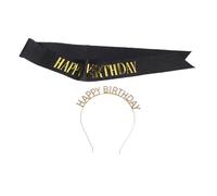 SHERCHPRY 1 Ensemble Décoration Anniversaire Diadème et Écharpe Happy Birthday pour Accessoires Festifs Élégants