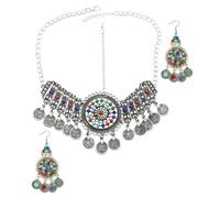SHERCHPRY 1 Ensemble Parure Fantaisie Femme Ensemble Boucles Oreilles Pendantes et Tête Chaîne Vintage Accessoires Ethniques pour Événements Spéciaux