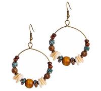 SHERCHPRY 1 Paire Boucles Oreilles Créoles Perles Boho pour Femmes de Mode Vintage Bronze Antique Bijoux Artisanaux Uniques