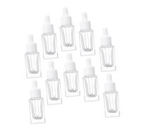 SHERCHPRY 10 pièces Lot de Flacons Compte-gouttes Verre Transparents Carrés avec Bague Plastique pour Huiles Essentielles Cosmétiques Voyages et DIY Contrôle Précis Du Dosage