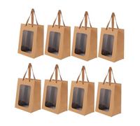 SHERCHPRY 10 pièces Sacs Kraft avec Fenêtre Transparente Pochette Cadeau Portable Renforcée et et Réutilisable pour Fête Anniversaire Noël