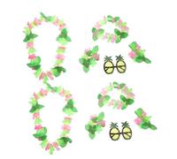 SHERCHPRY 10 Pièces Tenue De Guirlande De Fleurs Hawaïennes Cotillon Hawaii Collier De Fleurs Hawaïen Lunettes De Soleil Hawaïennes Lunettes De Soleil à L'ananas Chiffon