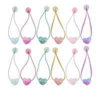 SHERCHPRY 12pièces Élastiques Cheveux Forme Cœur avec Perles Très Élastiques et Non Abrasifs pour Queues de Cheval Colorées pour Usage Quotidien ou Décorations Fête Petites Filles