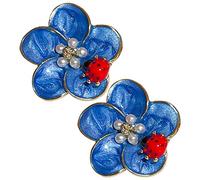 SHERCHPRY 1Paire Boucles Oreilles Fleurs pour Femmes avec Design de Goujons Élégants Bleu pour Fêtes et Occasions Spéciales et Délicat