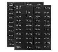 SHERCHPRY 2 Feuilles Étiquettes Autocollantes de Lestage en PVC Noir pour Équipements de Gym, Identification Facile et Fixation Pratique, Adaptées aux Racks de Poids et Kettlebells en