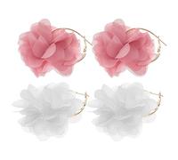 SHERCHPRY 2 paires Boucles Oreilles Pendantes Fleuries de Boucles Oreilles pour Femmes Accessoire de Mode Élégant Blanc et Rose Parfaites pour Toutes Occasions et