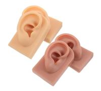 SHERCHPRY 2 Paires Modèles Oreilles Silicone Réalistes Souples pour Entraînement Au Perçage Tons Peau Claire et Foncée Outils Durables pour Formation et Affichage