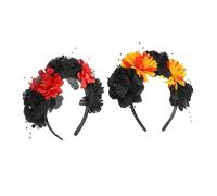 SHERCHPRY 2 pièces Bandeau Cheveux Tissu à Fleurs Doux et Simple Accessoire Déguisement Halloween Rouge Orangé et Rouge Foncé