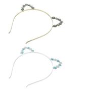 SHERCHPRY 2 Pièces Bandeau Oreilles de Chat Fleurs de Rose Doré Blanc Accessoires de Cheveux Mignons pour Fêtes et Cosplay