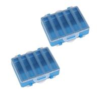 SHERCHPRY 2 Pièces Boîte de Pêche à Mouche Double Face ABS Bleue | Étui de Rangement pour Leurres et Hameçons, Fermeture Scellée, Charnière Élargie, 10 Crochets