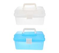 SHERCHPRY 2 pièces Boîte de Rangement Transparente à pour Outils Art et Manucure Mallette Plastique et Spacieuse Organisateur avec Compartiments Amovibles Blanc et Bleu