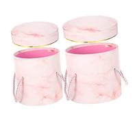 SHERCHPRY 2 pièces Boîtes Fleurs Rigides Carton Set de Boîtes Rondes à Poignée Pratique pour Fleurs et Couleur Rose et Élégant pour Surprises