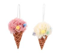 SHERCHPRY 2 pièces Boule de Bain Exfoliante Éponge de Adorables Rose et Blanc Éponge de Portable pour Nettoyage Complet Peau