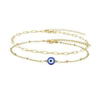 SHERCHPRY 2 Pièces Bracelet Œil Bleu Double Ajustable Charme Protection Turque pour Femme Homme
