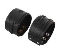 SHERCHPRY 2 pièces Bracelet Punk Vintage Cuir PU pour Hommes Lot de Bracelets Large Cuir Noir Accessoire pour Tenues Décontractées et