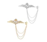 SHERCHPRY 2 pièces Broche Étoile Aile Ange Cristal Accessoire Femme Élégant Alliage Brillant Ornement Décoratif pour Costume et Sac