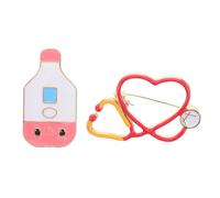SHERCHPRY 2 pièces Broche Médicale Robuste avec Stéthoscope Coloré Épingle Thème Infirmier pour Étudiants et de Santé