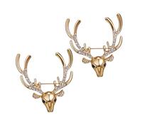 SHERCHPRY 2 Pièces broche tête de cerf épingles d'anniversaire pour femmes revers à revers bijoux personnalisés pour femmes d'anniversaire pour elle Alliage de zinc Doré